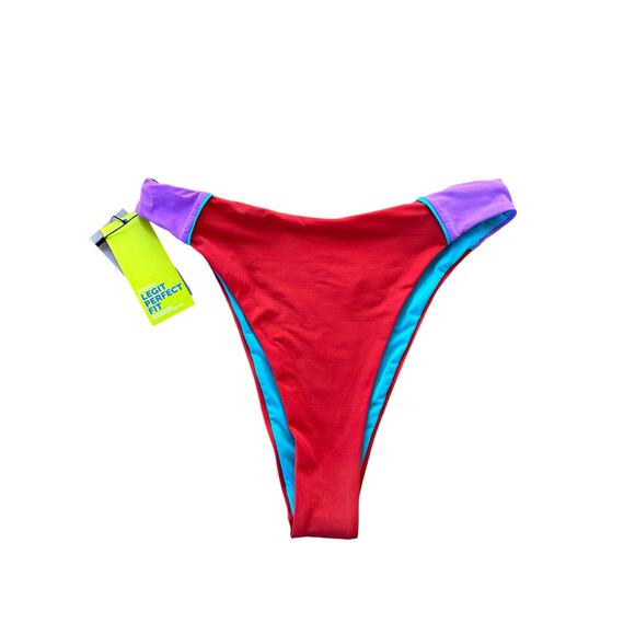 Oneone by Free People Allison Surf High Rise Cheeky Bikini Bottoms Red Size XS - Picture 6 of 7